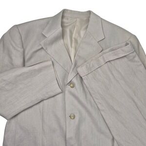 100% Linen 40R Martin Gordon Men Beige 3-Button Suit Blazer Cuffed **Altered Tan
